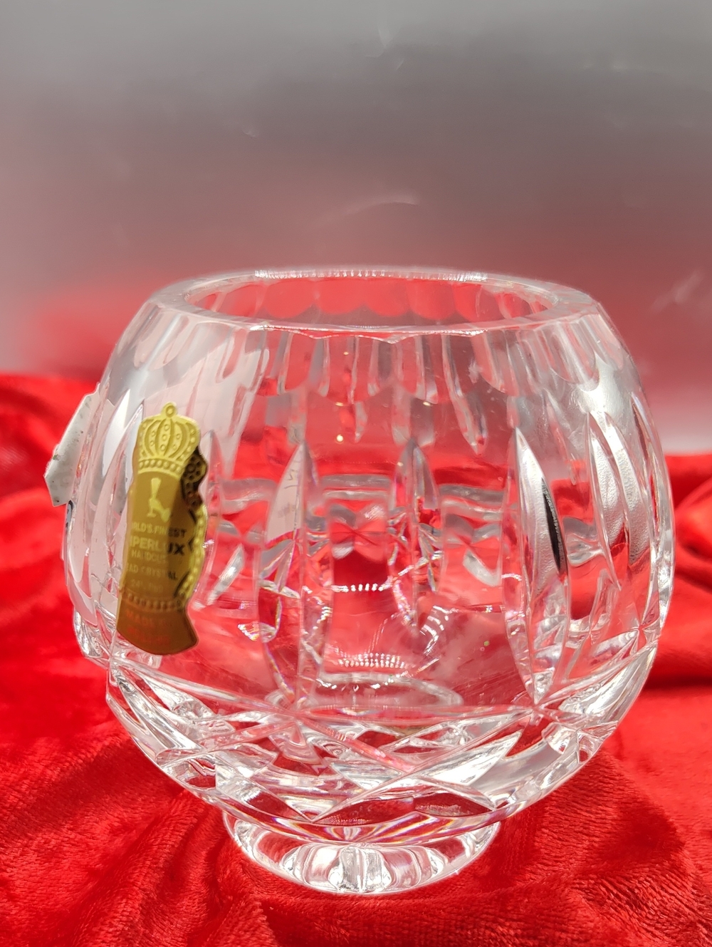 Vintage Rare Imperlux Crystal Votive Rose Bowl Or Candle Holder Poland